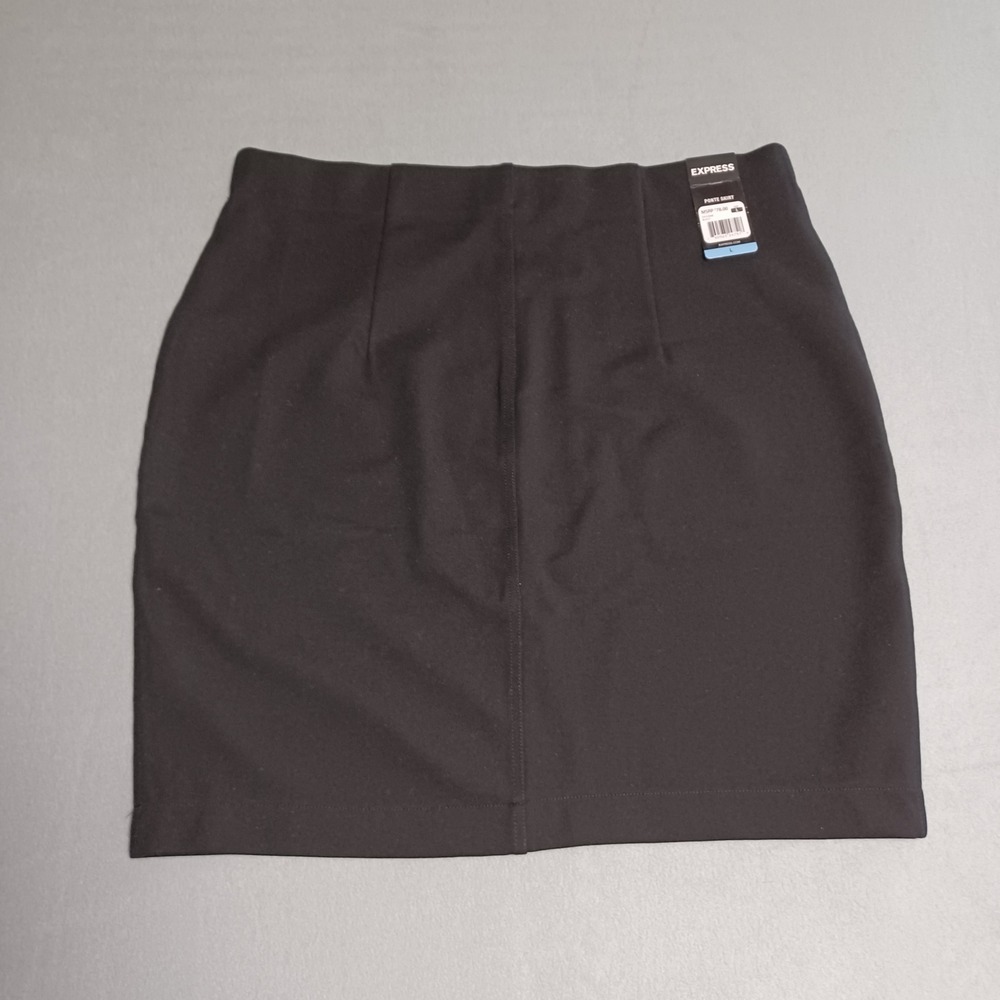 Express Womens Black Ponte Skirt Size L New EX010048 Stretch Pencil Mini Skirt